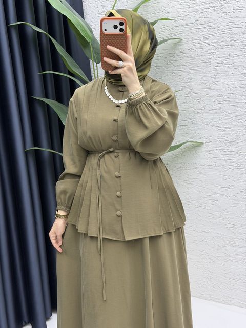 Nihal Etekli Takım Tesettür Giyim, Haki